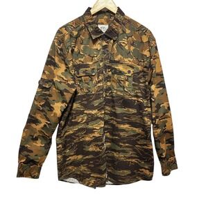 Ecko Unltd Mens Button Shirt XL Camo Print Y2K Grunge Streetwear Edgy Rhino Logo